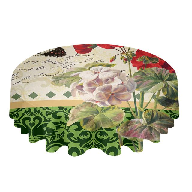 Mantel Redondo con Textura de Patrón Vintage Flor de Hibisco Decoración de Cocina Impermeable Cubierta para Mesa de Comedor/Café