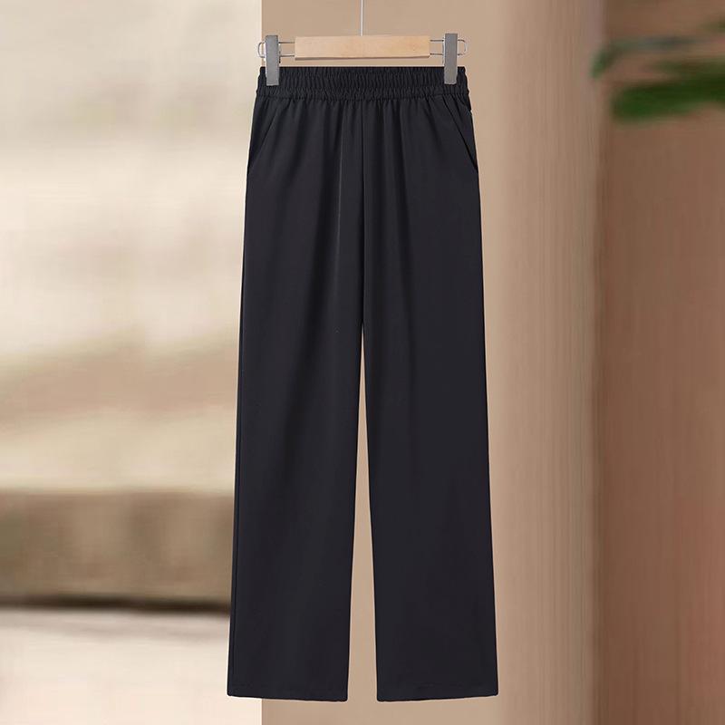 

Breathable Summer Straight-Leg Trousers for Middle-Aged & Elderly Women - Slimming, Loose Fit Casual Wear 2026 3XL (120-130 lbs) чёрный