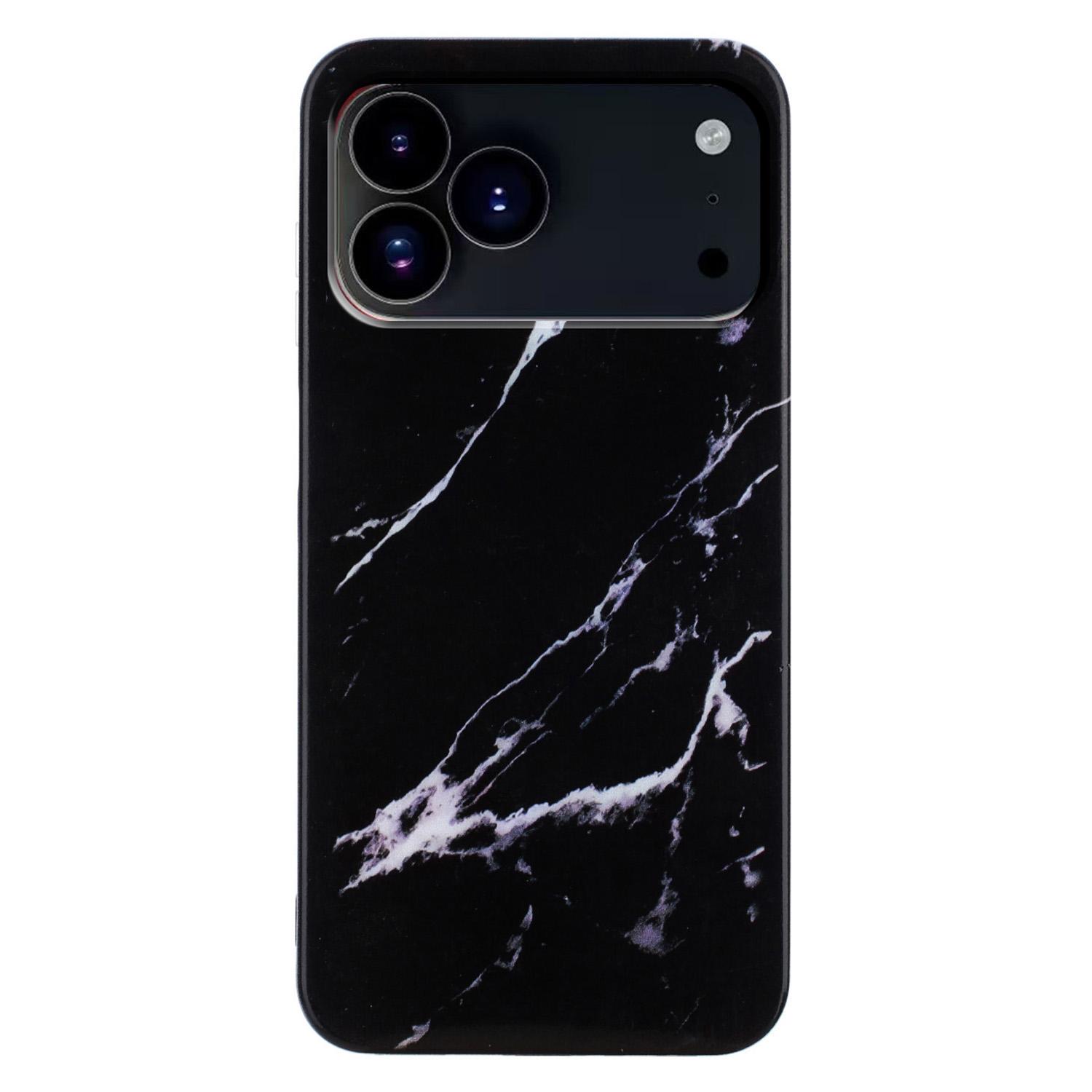 

For iPhone 17 Pro Max Case Marble Pattern Painted TPU Phone Back Cover Black