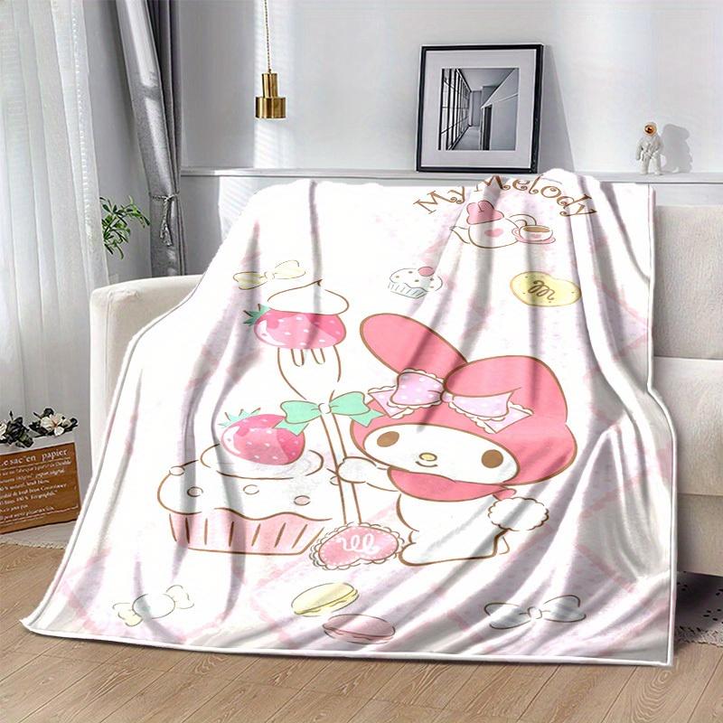1pc, Sanrio My Melody Home Decor Flannel Blanket: Perfect Gift for Bedroom, Living Room, Travel, Camping, Car, Beach, Office Naps, Ideal Sofa Cover, O