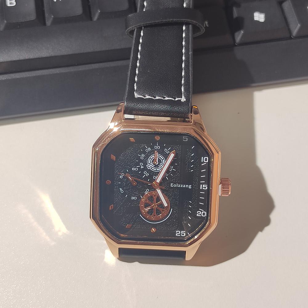 

Мужские кварцевые часы, сплавной циферблат, деловые мужские часы, ремешок из ПУ кожи, квадратные спортивные часы, крутые черные наручные часы для мужчин