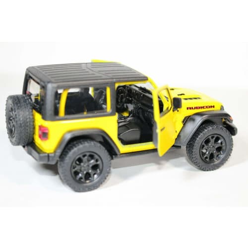 KiNSMART - Jeep Wrangler Rubicon Off-Road 4x4 5-Inch 1:34 Scale Diecast Model Replica Toy Car (Yellow Hardtop)