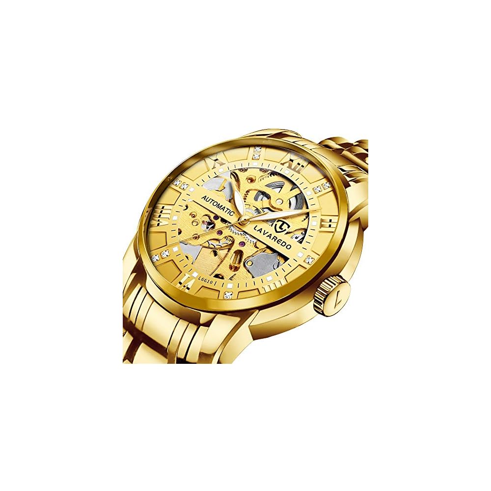 Men s Luxury Skeleton Watch Silver Stainless Steel Automatic Waterproof Luminous Diamond Roman Dial