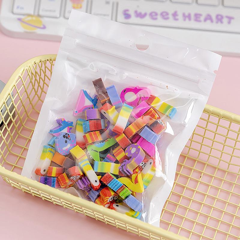 50Pcs/Bag Kawaii Eraser Creative Cartoon Mini Pencil Rubber Animal Fruit Christmas Erasers For Kids School Stationery Supplies