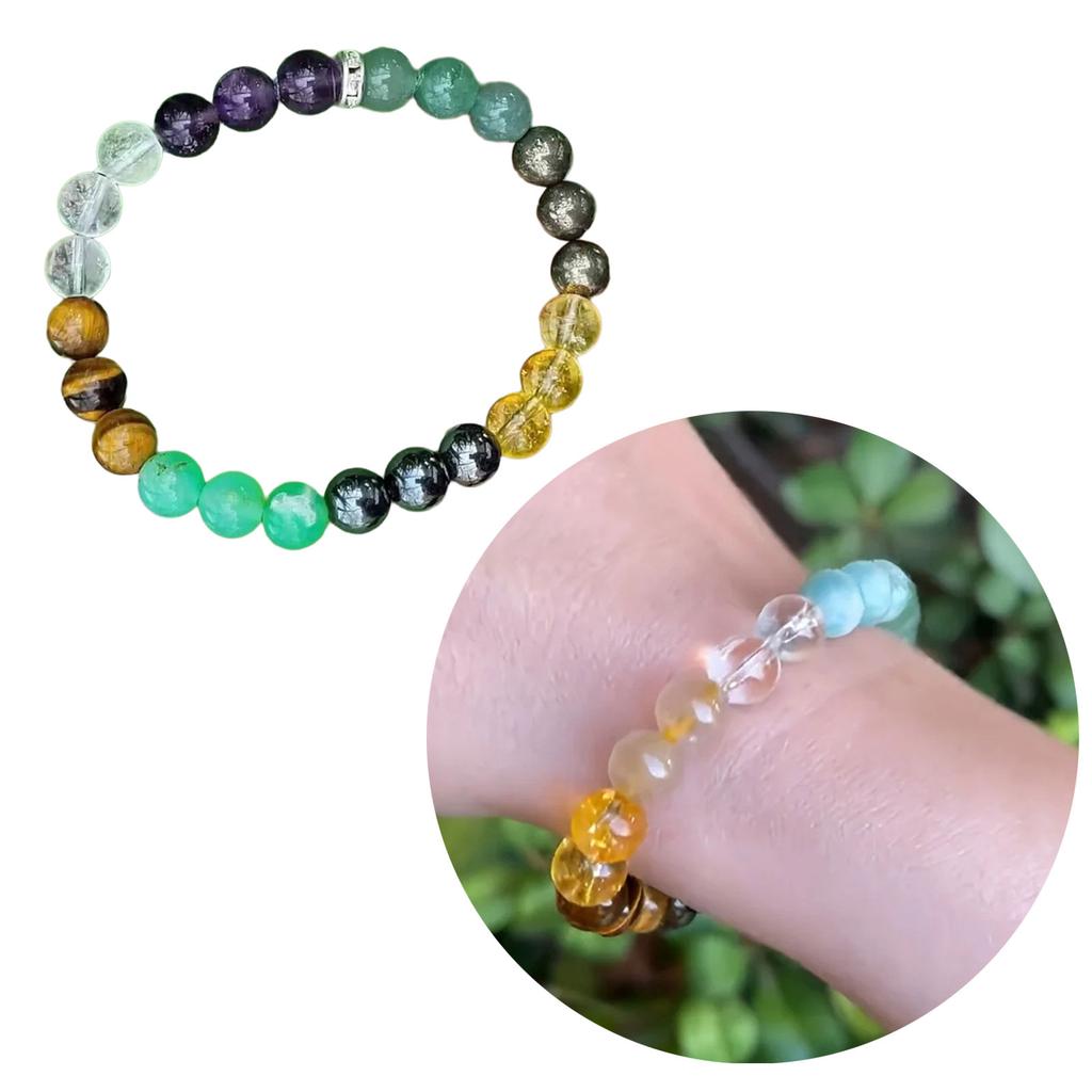 Money Drawing Peacock Stone Bracelet Green Stone Adorned Wealth Bracelet Good Fortune Wrist Chain for Dates Parties