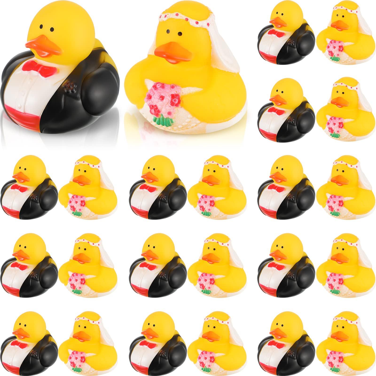 

24/48 Pcs Wedding Rubber Ducks Bride And Groom Rubber Ducks Bulk Decorations Wedding Gift Bag Presents Marriage Blessings (As shown-31584)-
