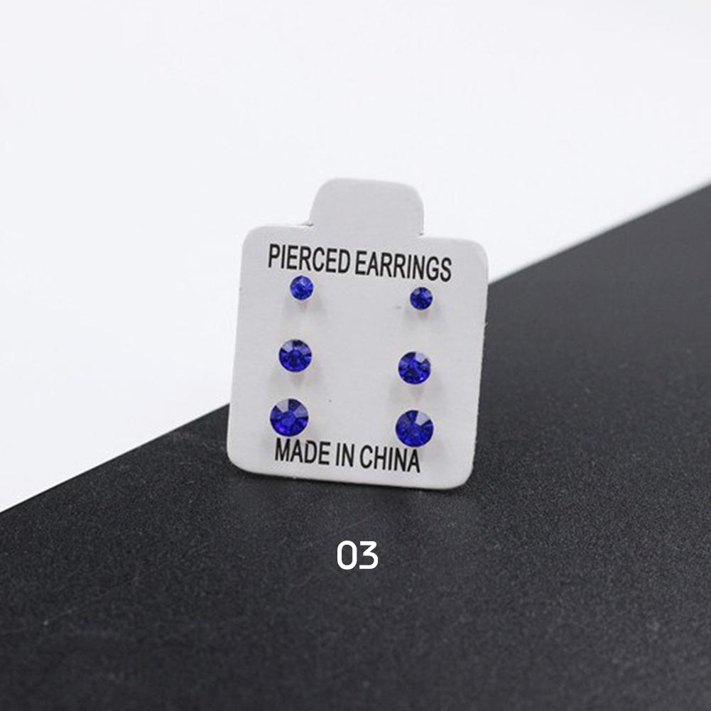 

3 пары/набор простых изысканных элегантных циркониевых антиаллергенных пластиковых сережек-гвоздиков для женщин, ювелирные изделия в подарок синий