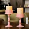Creative Pink Glass Candle Holder Ornament Spiral Rod Festive Atmosphere Home Decoration Cylindrical Candle Wedding Supplies