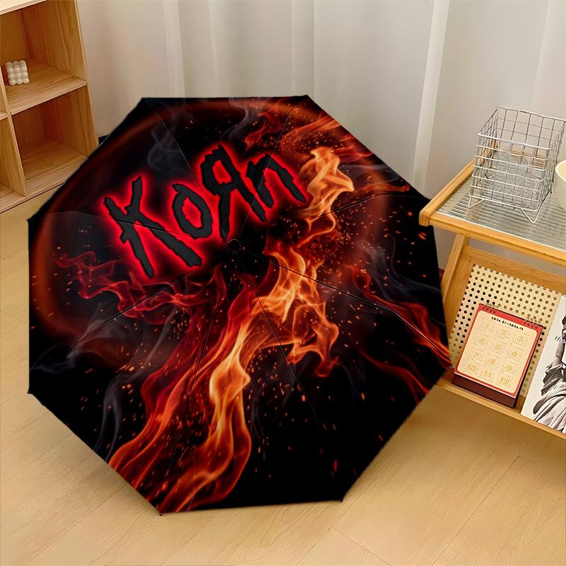 Korn Print 8?Ribs Automatic Umbrella Wind Resistant Lightweight Folding Umbrella For Outdoor Travel
