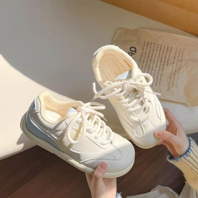 Versatile Shoes Thick Baseplate Shoes Women's Autumn New Retro Leather White Shoes