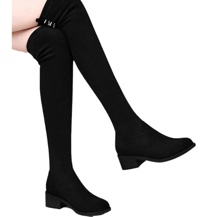 Winter thick heel boots women's over-the-knee boots piled thickened thermal leather boots thin boots women's shoes