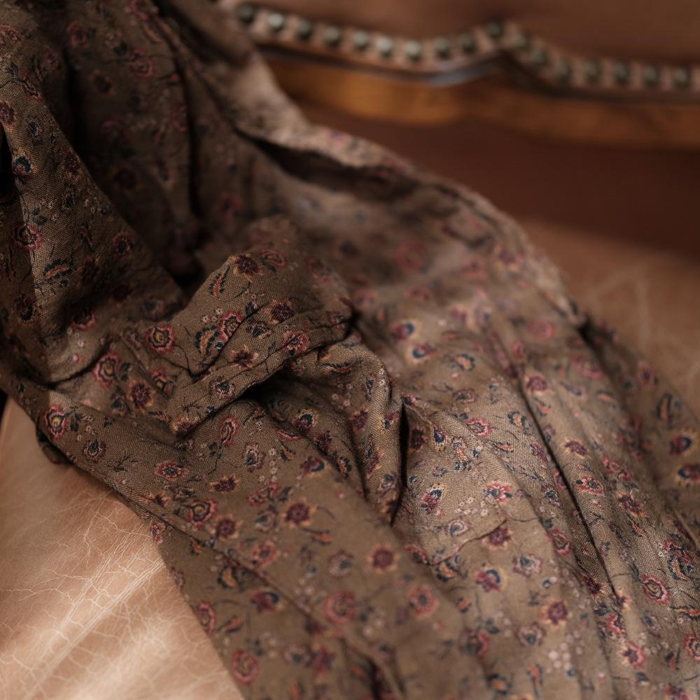 Johnature Women Vintage Print Floral Trench Coats Patchwork Pockets Autumn Chinese Style Cotton Women Long Trench