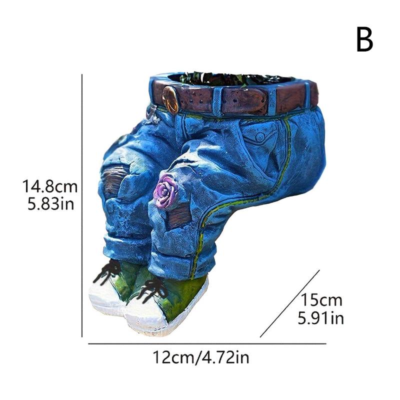 

1 шт., цветочный горшок в форме джинсовых брюк, статуэтка из смолы, цветочный горшок, кашпо для внутреннего сада, двора, газона, крыльца, патио, контейнер для растений на открытом воздухе 12*15*14.8cm