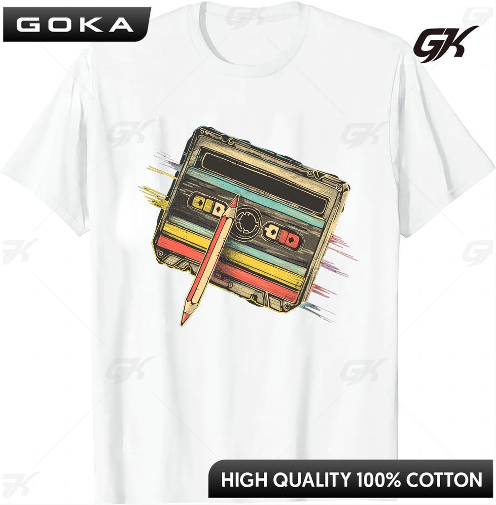 80s Cassette Tape Pencil 1980s Retro Vintage Throwback Music Comfortable TShirt Men Clothes Vintage T Shirt Camisetas