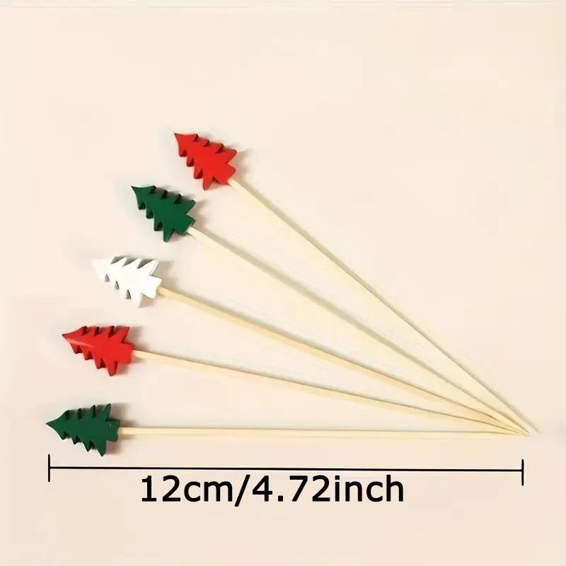 WTEMPO Elegant Christmas Skewers Christmas Tree & Christmas-themed Pattern Design for Christmas New Year Thanksgiving Day Party Festive Table Decor
