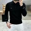 Mens Thermal Brushed Long Sleeve Polo Shirt Casual Loose Fit Middle Aged Men