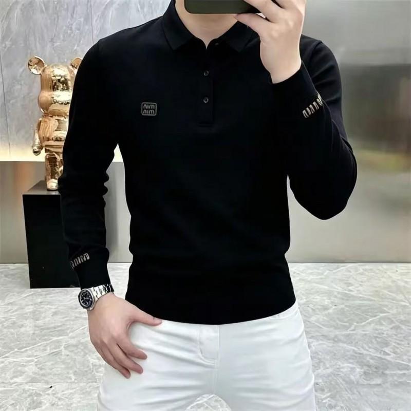 Mens Thermal Brushed Long Sleeve Polo Shirt Casual Loose Fit Middle Aged Men