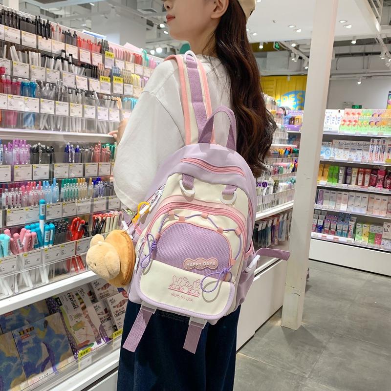 Backpack Academy style contrasting colors new schoolbag lightweight mini backpack niche cute fresh girl back