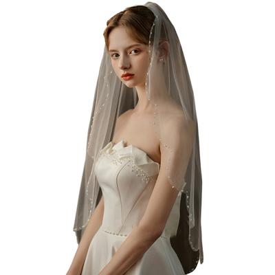 Elegant Single Layer Tulle Bridal Veil Rhinestones Comb Veil Wedding Veil for Wedding And Special Occasion