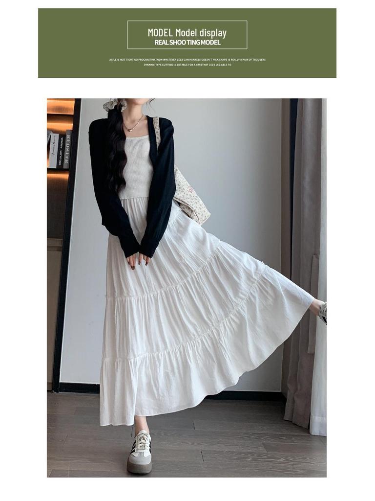 Women's White High-Waist A-line Long Skirt - 2026 Spring/Autumn Collection