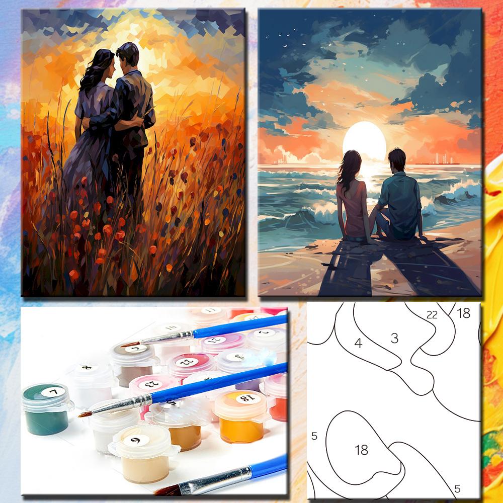 CHENISTORY Paint By Number Beach Couples Girl Drawing On Canvas Wall Art Picture Coloring By Numbers Home Decoration Painting