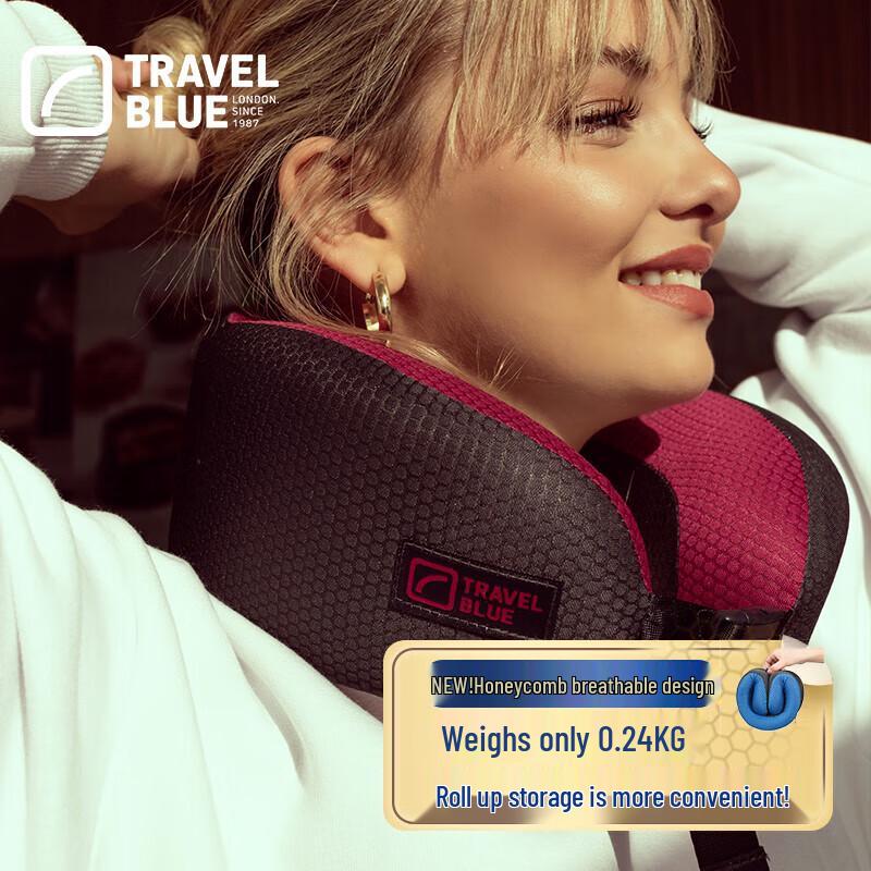 TRAVELBLUE Honeycomb Breathable Memory Foam U-Shaped Neck Pillow