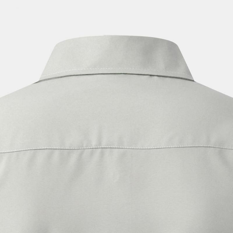Fashion Shirt Spring Autumn Solid Color Splicing Contrasting Color Casual Long Sleeved Men's Shirts (men’s)