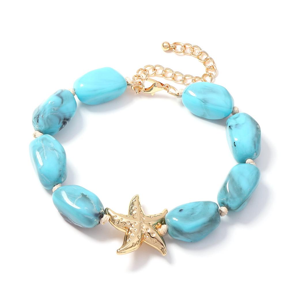 Simple trend irregular geometric resin beaded starfish bracelet versatile vacation film atmosphere women's models