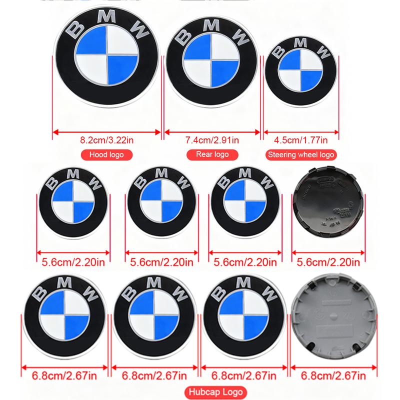7Pcs Car Wheel Hub Center Caps Badge For BMW E36 E39 E46 G21 G30 Auto Hood Front Rear Trunk Emblem Steering Wheel Center Sticker