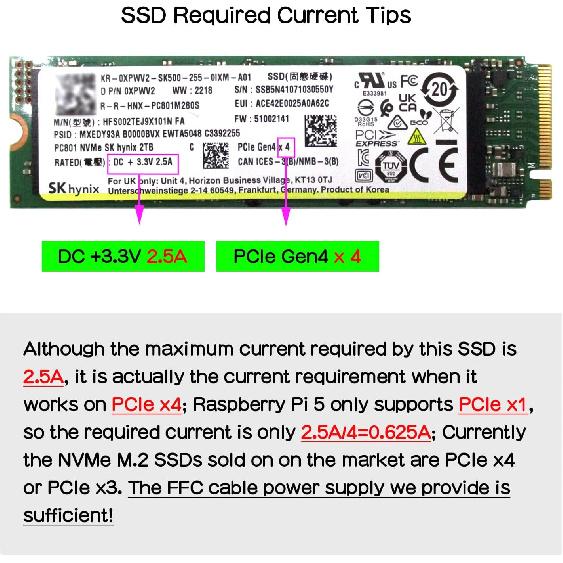 Geekworm X1001 PCIe To M.2 HAT Key-M NVMe SSD PIP PCIe Peripheral Board for Raspberry Pi 5 Support M.2 2230/2242/2260/2280 SSD