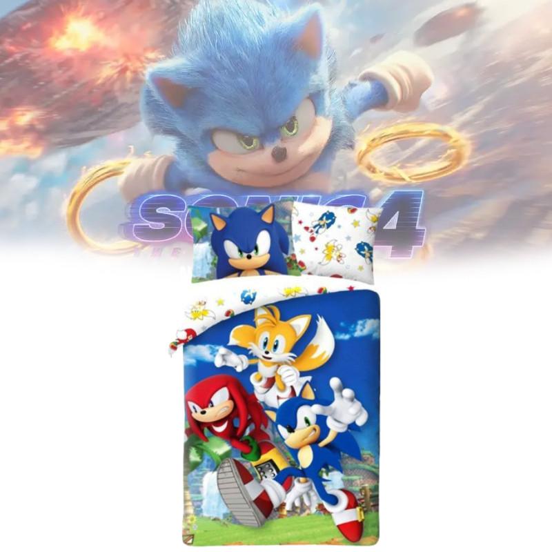Sonic The Hedgehog Cartoon Bedding Set With Cotton Duvet Cover And Pillowcase For Bedroom Decor