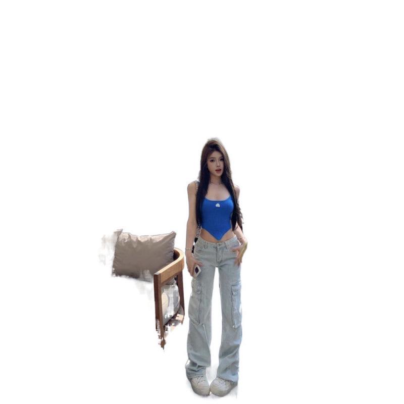 Women's Summer Red Irregular Slim Fit Sleeveless Knit Camisole Vest