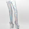 Fashion FHC 20CM Heel Women Thigh High Boots,Platforms Crotch Botas,Men Cosplay Pole Dance Shoes,Stage Show,Peach,Silver,Custom Colors