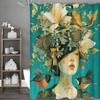 Abstract Art Flower and Bird Girl Design, Shower Curtain, Bathroom Decorative Shower Curtain, Waterproof Shower Curtain with Hoo