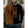 Herren Rundhals Langarm T-Shirt mit Geometrischem Muster Mode Lässig Slim Fit Oberteil für Junge Männer