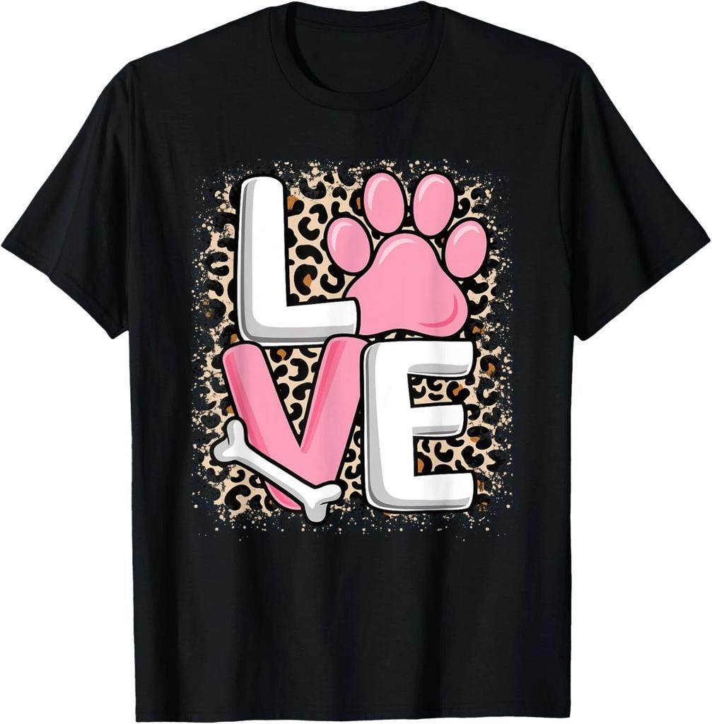 Cute Love Dog Paw Dog Puppy Lover Women Girls T- Shirt