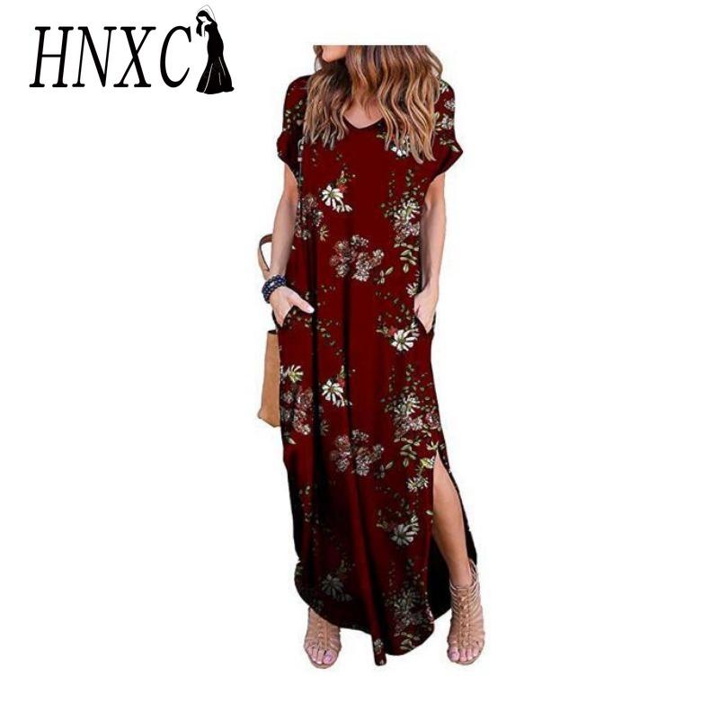 

HNXC Женские модные летние весенние повседневные платья с короткими рукавами и v-образным вырезом L