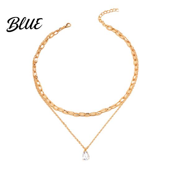 Delicate Drop Necklace Cubic Zirconia Necklace Double-Layered Chain Elegant Choker
