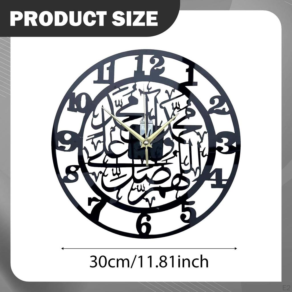 Acrylic Wall Clock Black Arabic Numbers Gift Minimalist 12inch Round for Office Room Farmhouse