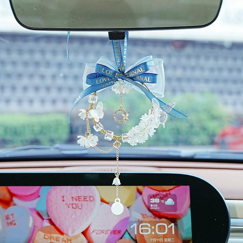 New Butterfly Dance Car Pendant Bow Knot Car Rearview Mirror Decoration Car Pendant Small Fresh Goddess