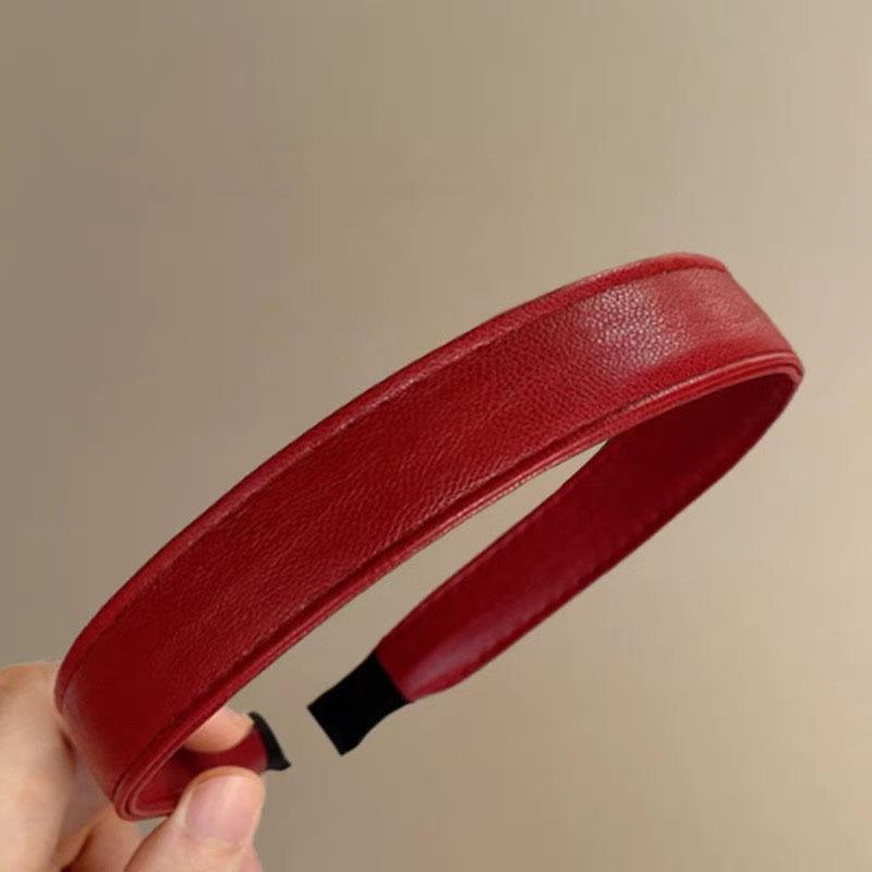 Ретро бордовый кожаный ободок, высококачественный самоклеящийся ободок, новогодний ПУ-кожаный корейский стиль, дорожный ободок