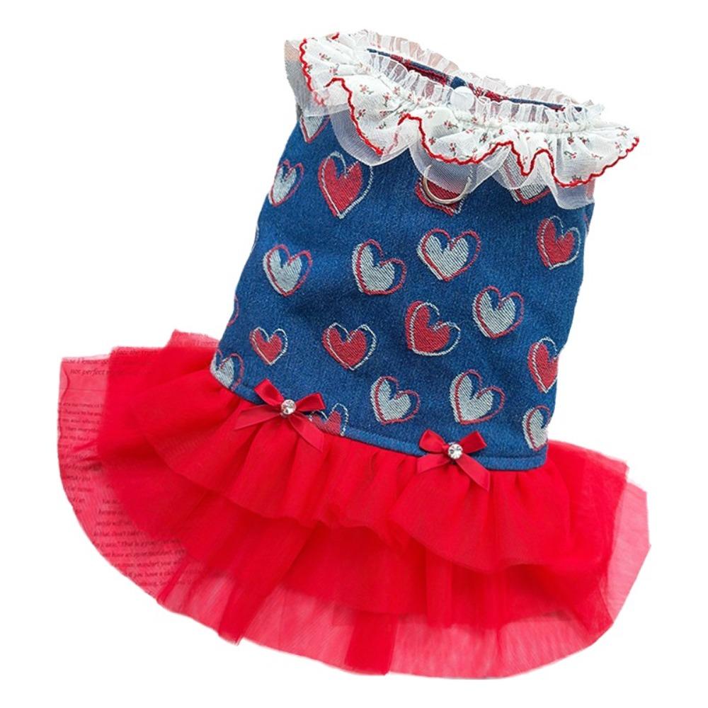 Breathable Mesh Pet Dog Skirt Suspender Dress Cat Clothes Chic Apparel Dog Denim Dress  Small Dogs