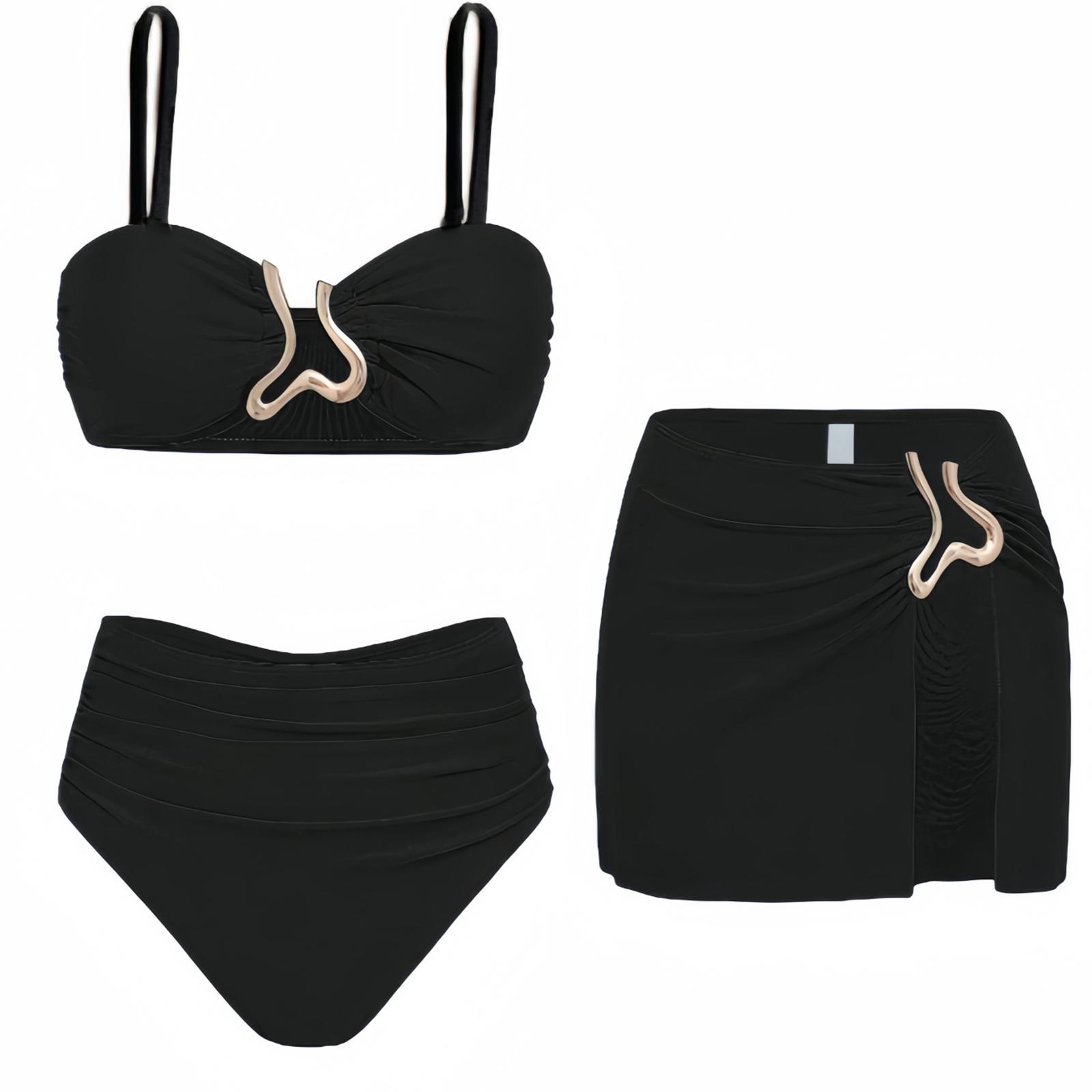 Women s  Split Three-Piece Bikini Swimsuit Sport Swimsuit L
