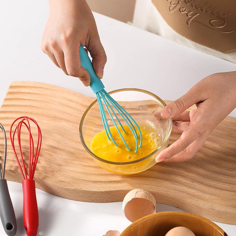 1pc 6-inch Handheld Mixer Mini Blender Silicone Stainless Steel Home Baking Tool for Whipping Cream Beating Eggs Mixing Flour