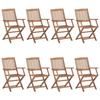 VidaXL Lot de 8 Chaises Pliables de Jardin avec Coussins, Sièges de Terrasse, Chaises de Salle à Manger, Meubles de Patio 3074984