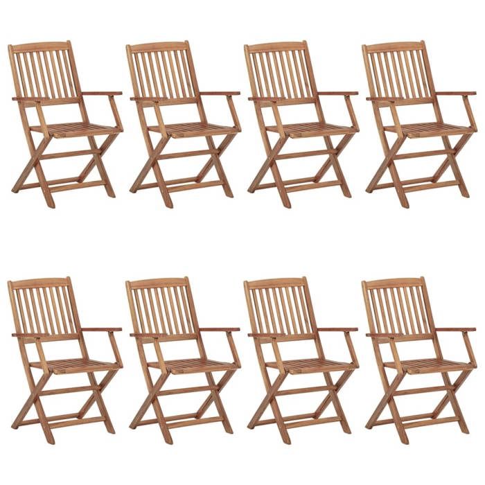 VidaXL Lot de 8 Chaises Pliables de Jardin avec Coussins, Sièges de Terrasse, Chaises de Salle à Manger, Meubles de Patio 3074984