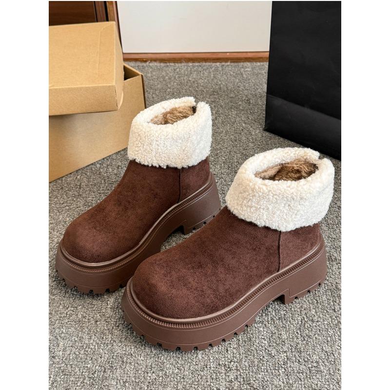 Winter New Velvet Thickened Thick Heel Martin Boots Women's Hair Warm Short Boots Snow Cotton Boots