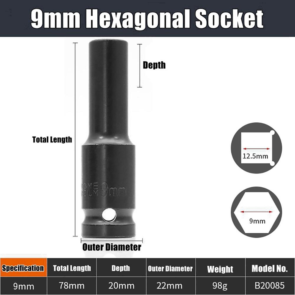 1Pcs 9-32mm Impact Wrench Drive Socket Electric Hex Standard Socket Head Adapter  Tire Removal Tool