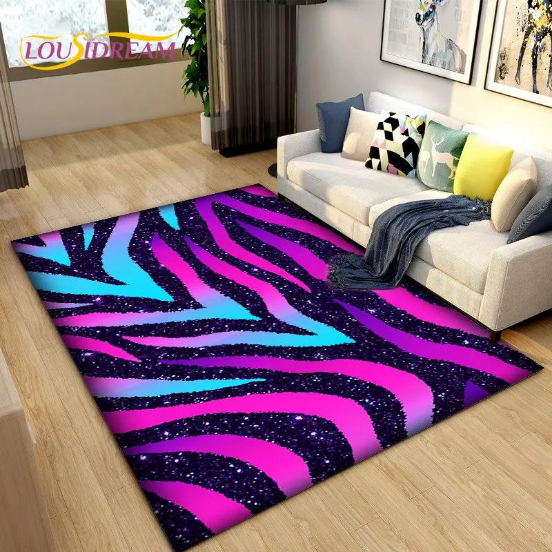 Tapis de Zone Grand Série Couleur 3D Motif Zèbre, Tapis pour Salon Chambre Cuisine Décoration Paillasson, Tapis de Sol Antidérapant