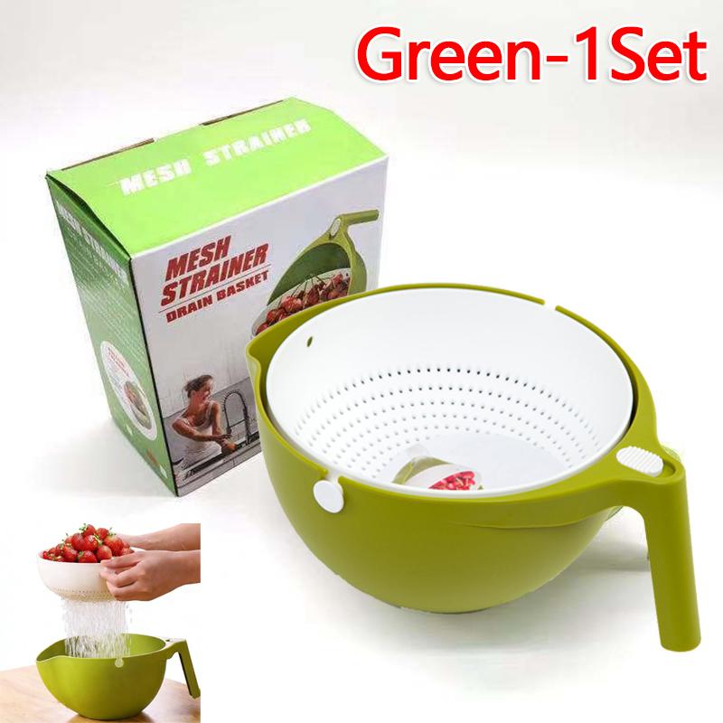 Double Drain Basket Kitchen Sink Strainer for Rice Washing Noodles Vegetables Fruit Kitchen Gadget Colander Strainers